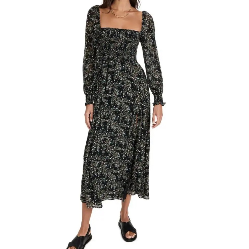 O.P.T Classic Smocked Dress Green Floral